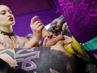 Heavily Tattooed Slut Takes Both Strap-Ons at Once &ndash_ Double Domina Destruction