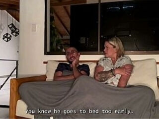 My stepson can'_t resist fucking my wet MILF pussy behind his father'_s back in the living room!