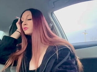 Big tits Long hair Artemisia Love Smoking session in the car
