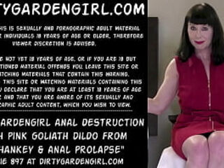 Dirtygardengirl anal destruction with pink goliath dildo from mrhankey &amp_ anal prolapse