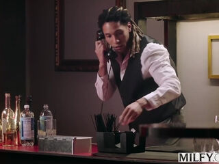 Hot MILFs Share Black Bartender's BBC in A Public Restaurant!