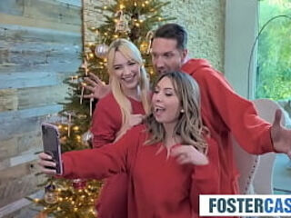 Sexy Foster Daughter&#039_s First Naughty Christmas with New Parents
