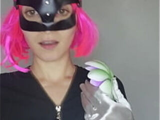 Observe my passionate self-pleasure with a kitty mask and big tits