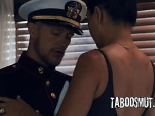 Asian Widow Ask Stepson To Wear His Stepdad Military Uniform And Fuck Her