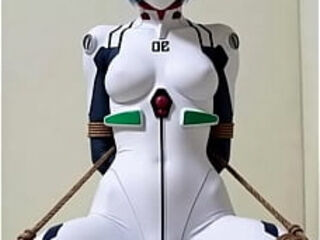 Bounded Rei Ayanami fucking a pillow