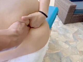 Curvy Busty Brunette MILF Gets Fucked & Jizzed After a Hot Massage By the Pool