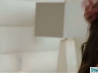 Eating while toying the ass of this horny babe