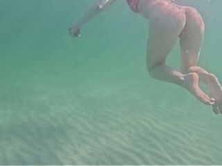 Amateur long legs perfect body girl'_s relaxing underwater swimming ASMR POV