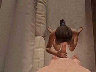 3D animation pov recieving some blowjob on an room