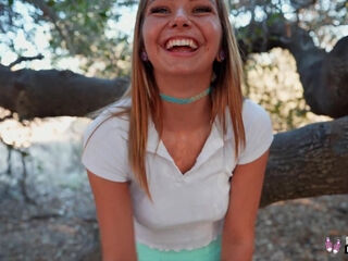 Slim Pretty Blonde Teen Hottie Mia Kay Flashes Her Charms & Fucks Hard In the Park & At the Hotel