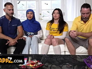 Dirty Princess: White and Muslim Best Friends Cosplay on Halloween To Fuck Their Stepdaddies