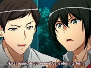 Novia anime es follada por dos personas en la calle con DP frente al novio masoquista