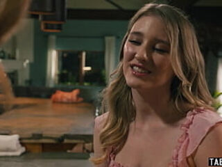 Naughty teen asks TS neighbor Gray Perrier to creampie her hungry pussy