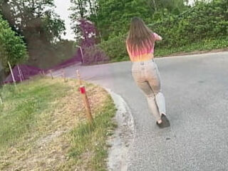 Serina Gomez lost in Holland Wetting Jeans Outdoors