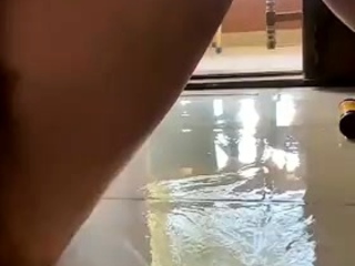 bitch with a hairy pussy jerks herself off as best she can