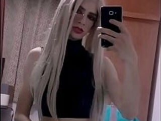 Blonde slut fucks her tight cunt with a dildo