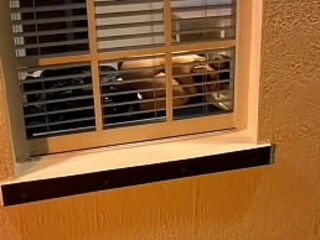 Spying with a drone my neighbor watching porn with a fuck machine