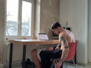 German couple fucks during remote work day