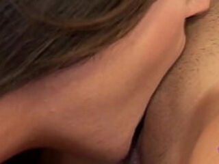 A sweet lesbian brunette cums in her girls face after a cunnilingus