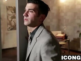 Billy  pulls his boss pants down and sucks on his big dick