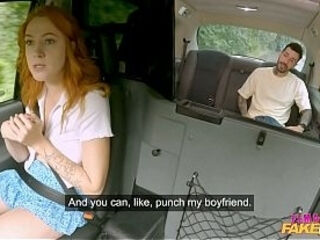 Female Fake Taxi - Polish redhead Cherry Candle caught cheating blowjob pussy licking hot public sex