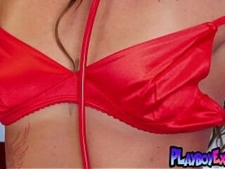 Bombastic brunette teen nurse Kelsey Joan taking off her slutty uniform