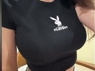 The neighbor'_s wife showed off her big tits and sucked his cock