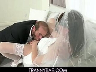 Hot Shemale Bride Gives Blowjob And Gets Ass Fucked In Her Wedding Dress