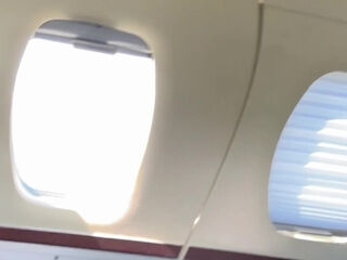 Hot bimbo slut teases my cock with her hands and mouth and rides my cock in a private jet