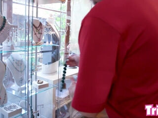 Horny redhead bouncing on his dick for a discount