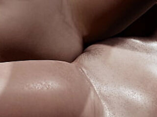 Two Hot Lesbians Scissoring (Tribadism) Sensual Sex Act Close-Up