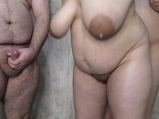 Chubby MILF wife get fucked in pussy with two bareback cocks in turns!