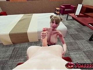 Sexy Elara in Hot Leggings 3D Animation - POV Sloppy Blowjob on Bed, Desk Handjob for Big Dick Stroking, Footjob Fetish in Nylon Cumshot