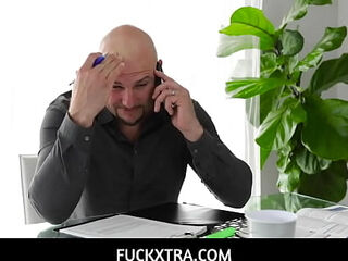 FuckXtra  -  Sweet teen Biny Beaz on her knees and sucking her stepdads prick