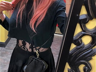 Hot Crossdresser in Public Bathroom